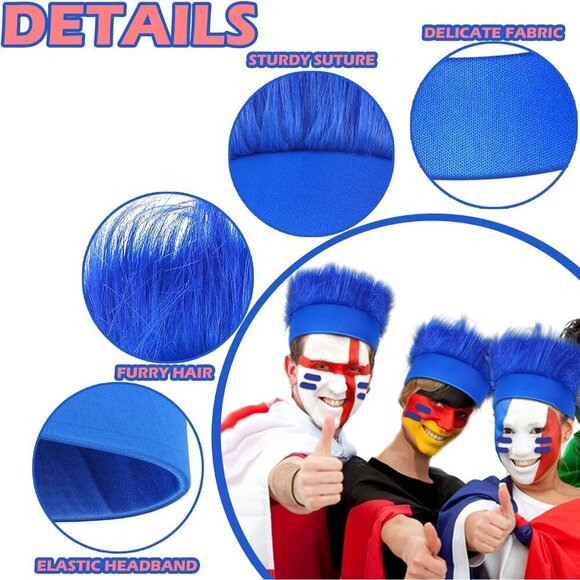 6Pcs Hairy Headbands Flowy Troll Crazy Hair & Stickers Spirit Week Costume main image 5